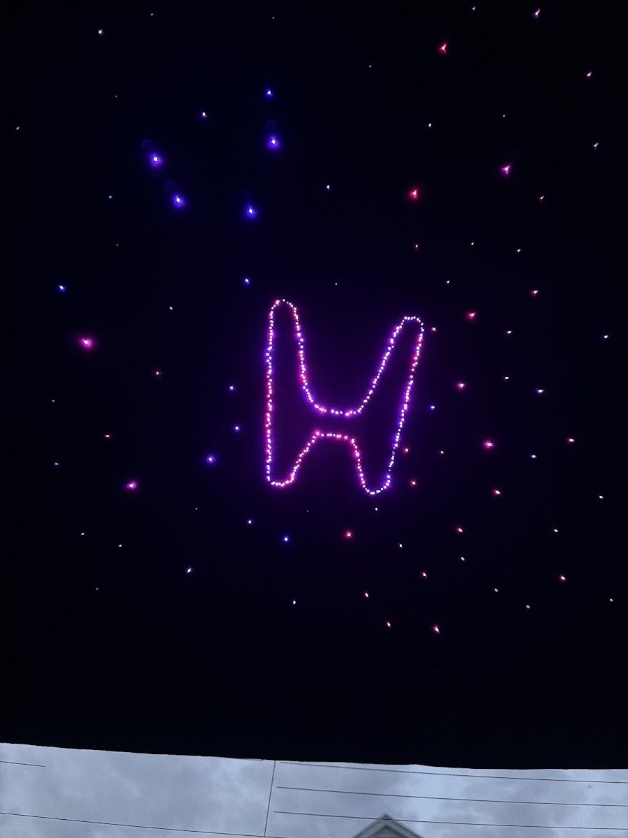 Honda emblem picked out in fibre-optic stars on a headliner